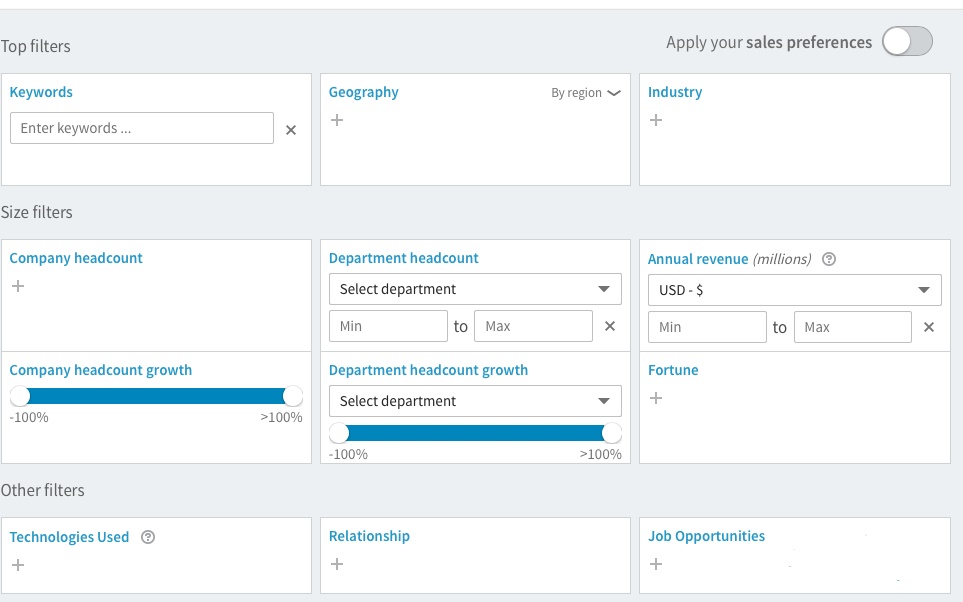 linkedin sales navigator company search